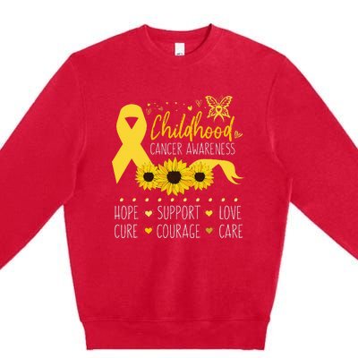 Childhood Cancer Support Family Childhood Cancer Awareness Premium Crewneck Sweatshirt