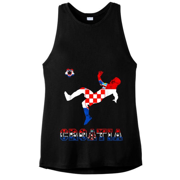 Croatia Croatian Soccer Player Croatian Pride Croatian Flag Ladies PosiCharge Tri-Blend Wicking Tank