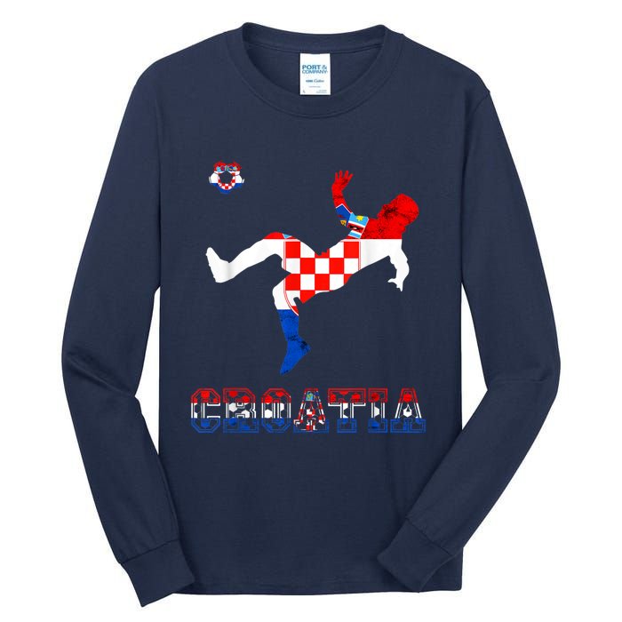 Croatia Croatian Soccer Player Croatian Pride Croatian Flag Tall Long Sleeve T-Shirt