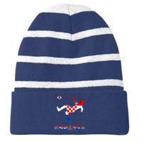 Croatia Croatian Soccer Player Croatian Pride Croatian Flag Striped Beanie with Solid Band