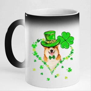 Cute Corgi Saint Patrick's Day Dogs Dad Mom 11oz Black Color Changing Mug