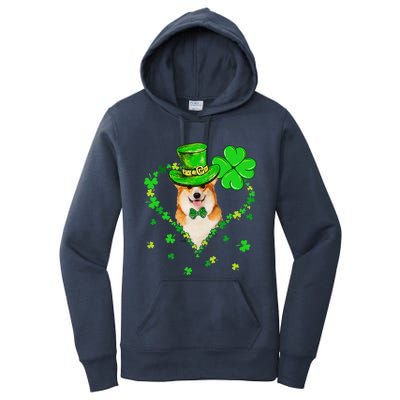 Cute Corgi Saint Patrick's Day Dogs Dad Mom Women's Pullover Hoodie