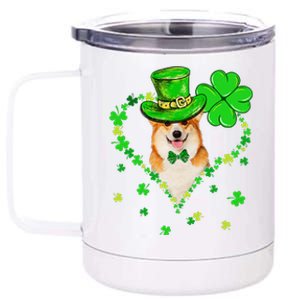 Cute Corgi Saint Patrick's Day Dogs Dad Mom 12 oz Stainless Steel Tumbler Cup