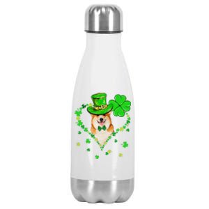 Cute Corgi Saint Patrick's Day Dogs Dad Mom Stainless Steel Insulated Water Bottle