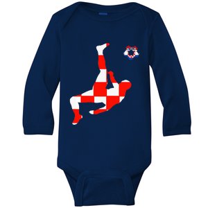 Croatia Croatian Soccer Player Croatian Pride Croatian Flag Baby Long Sleeve Bodysuit