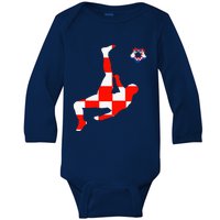 Croatia Croatian Soccer Player Croatian Pride Croatian Flag Baby Long Sleeve Bodysuit