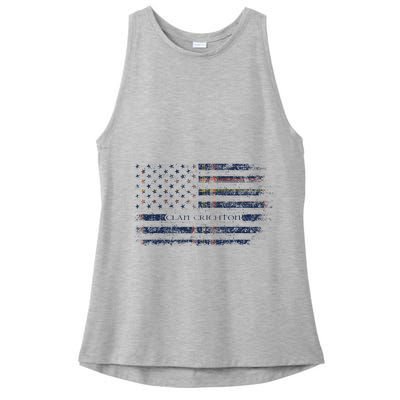 Clan Crichton Scottish Tartan Us Flag Kilt Scotland Ladies PosiCharge Tri-Blend Wicking Tank