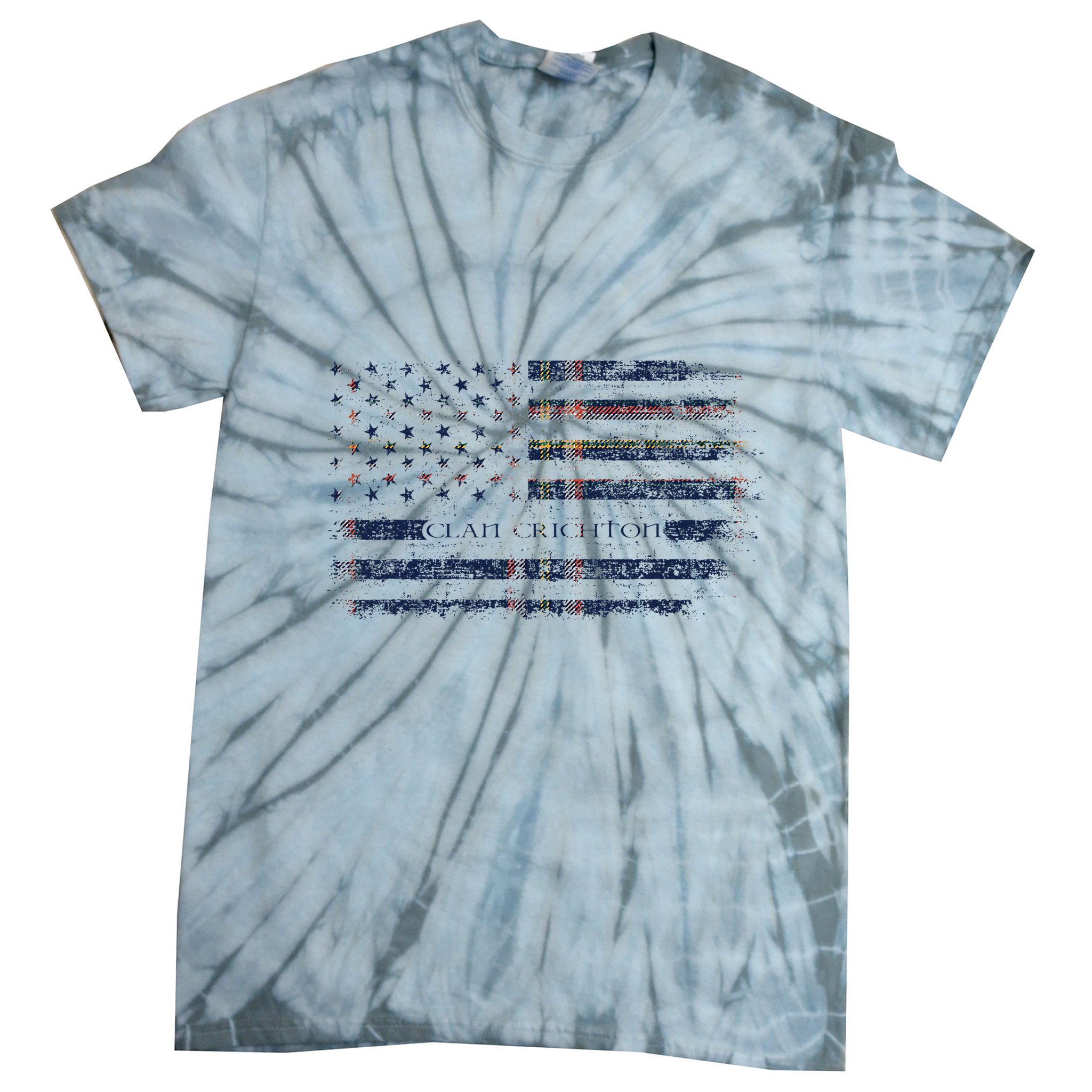 Clan Crichton Scottish Tartan Us Flag Kilt Scotland Tie-Dye T-Shirt