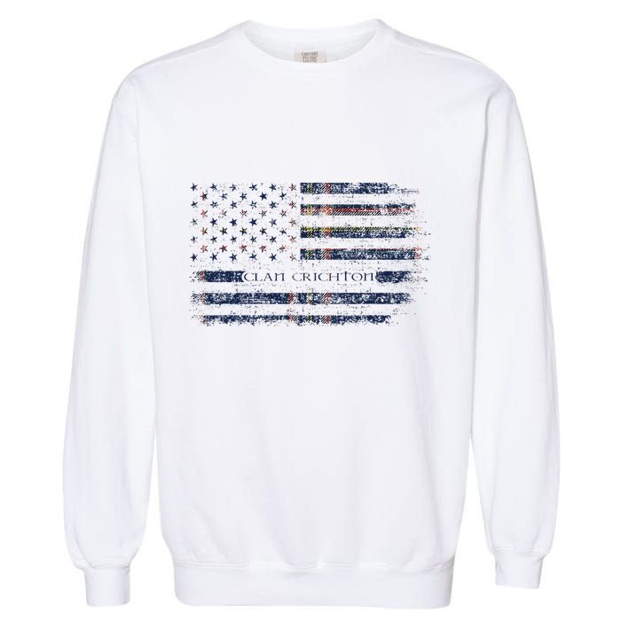 Clan Crichton Scottish Tartan Us Flag Kilt Scotland Garment-Dyed Sweatshirt