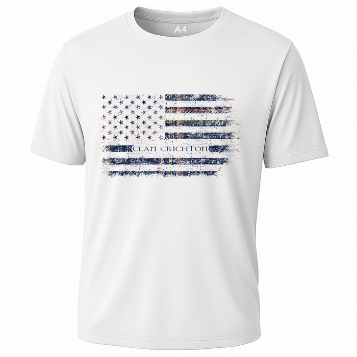 Clan Crichton Scottish Tartan Us Flag Kilt Scotland Cooling Performance Crew T-Shirt