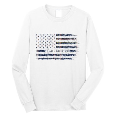 Clan Crichton Scottish Tartan Us Flag Kilt Scotland Long Sleeve Shirt