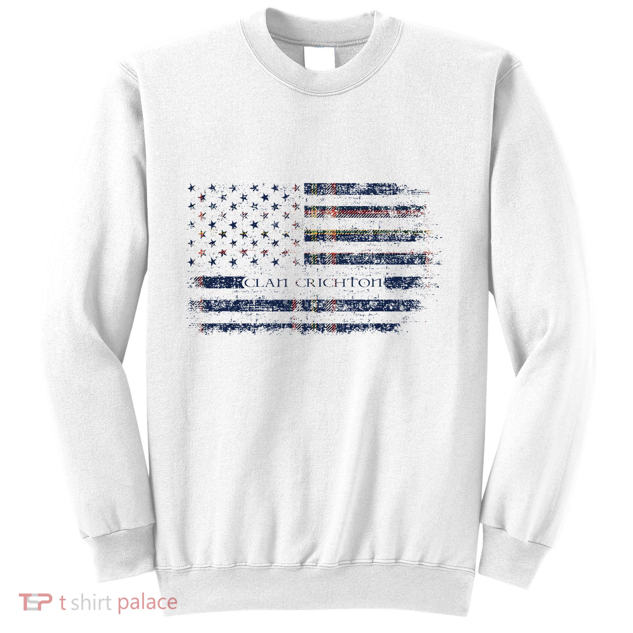 Clan Crichton Scottish Tartan Us Flag Kilt Scotland Sweatshirt
