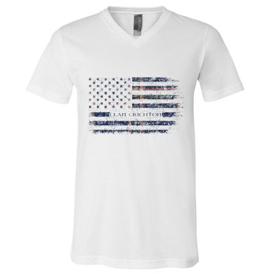 Clan Crichton Scottish Tartan Us Flag Kilt Scotland V-Neck T-Shirt