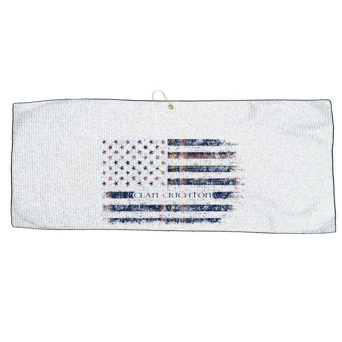 Clan Crichton Scottish Tartan Us Flag Kilt Scotland Large Microfiber Waffle Golf Towel