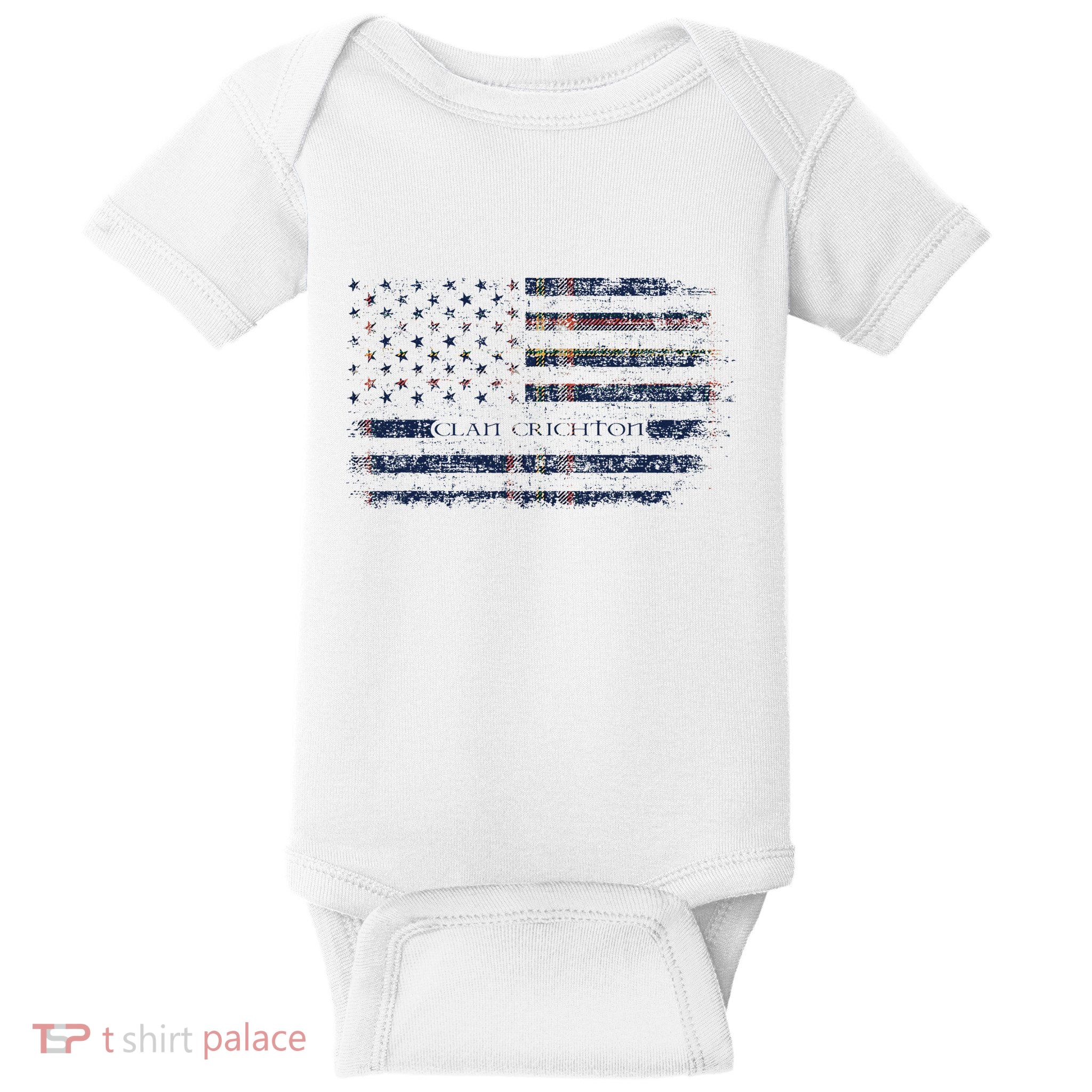 Clan Crichton Scottish Tartan Us Flag Kilt Scotland Baby Bodysuit