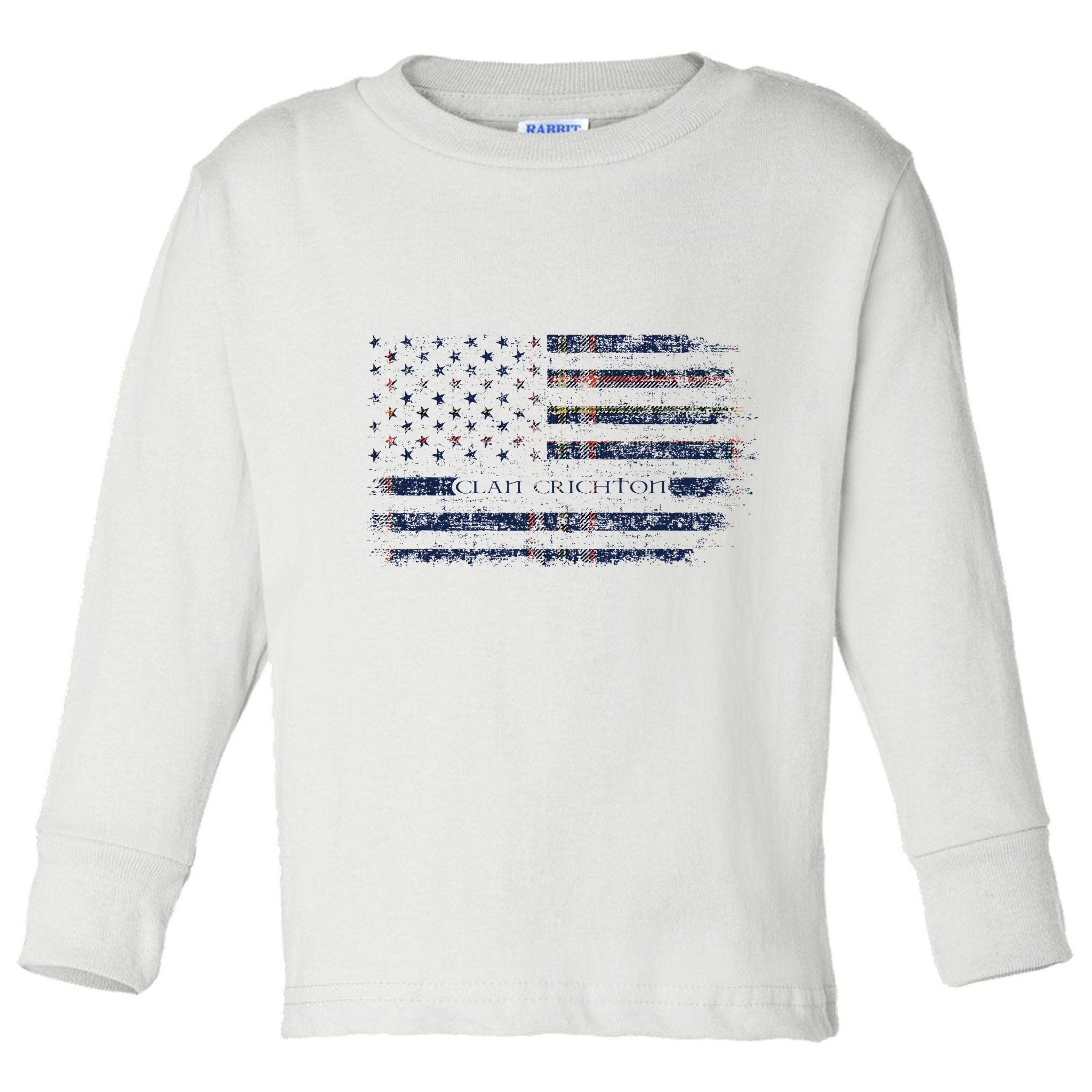 Clan Crichton Scottish Tartan Us Flag Kilt Scotland Toddler Long Sleeve Shirt