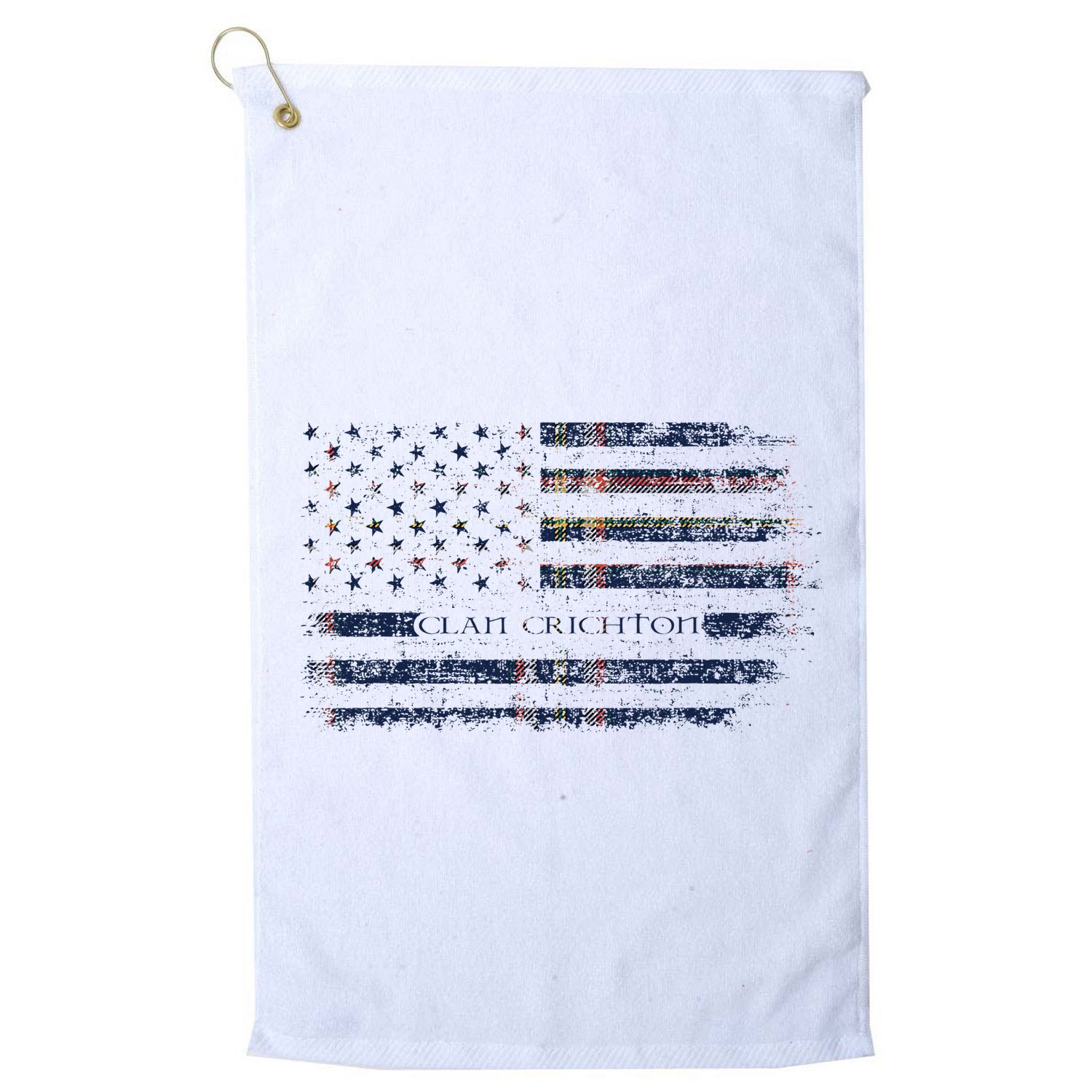 Clan Crichton Scottish Tartan Us Flag Kilt Scotland Golf Towel