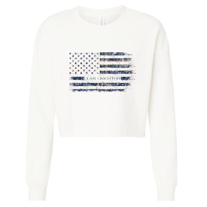 Clan Crichton Scottish Tartan Us Flag Kilt Scotland Cropped Pullover Crew