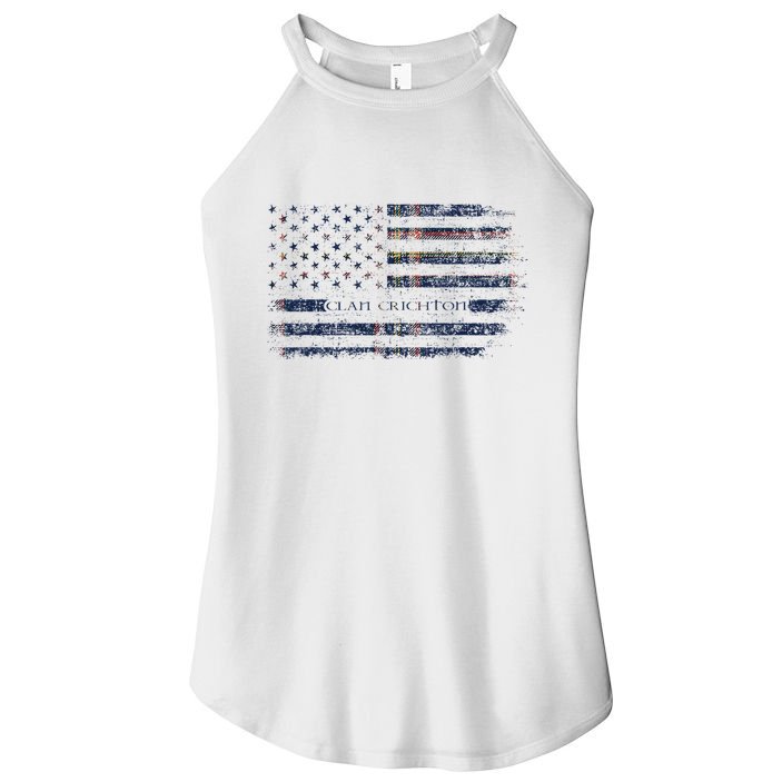 Clan Crichton Scottish Tartan Us Flag Kilt Scotland Women's Perfect Tri Rocker Tank