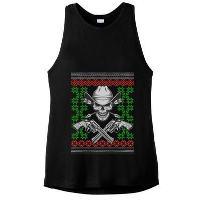Cool Cowboy Skull Ugly Christmas Sweater Ladies PosiCharge Tri-Blend Wicking Tank