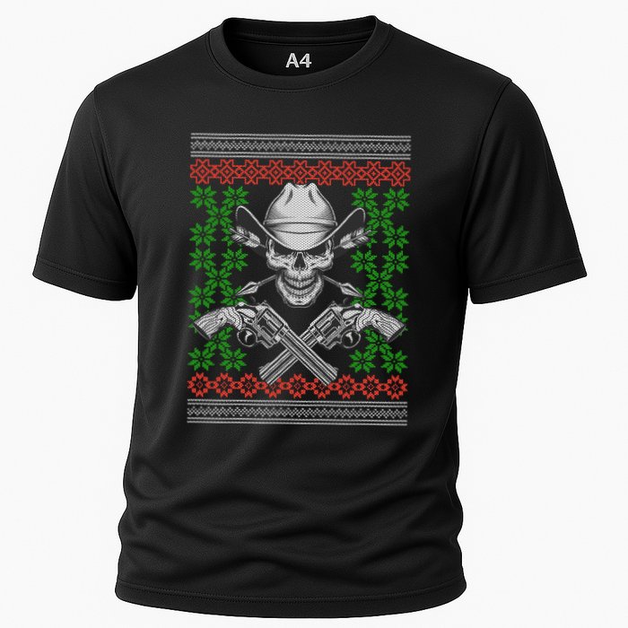 Cool Cowboy Skull Ugly Christmas Sweater Performance Shirt