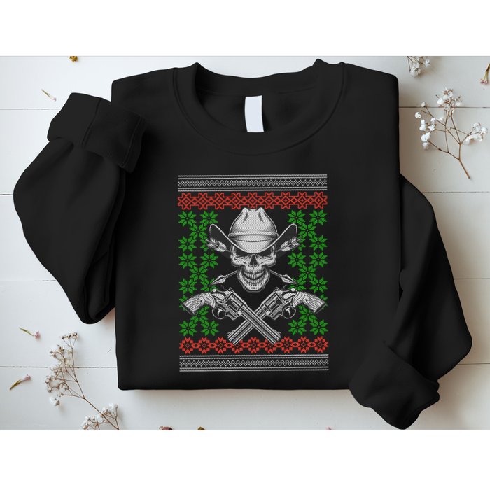 Cool Cowboy Skull Ugly Christmas Sweater Sweatshirt