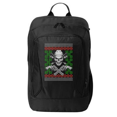 Cool Cowboy Skull Ugly Christmas Sweater City Backpack