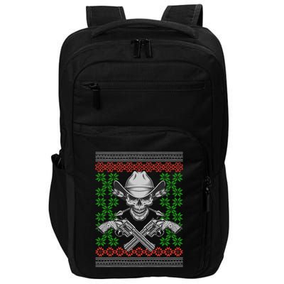 Cool Cowboy Skull Ugly Christmas Sweater Impact Tech Backpack