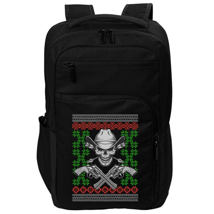 Cool Cowboy Skull Ugly Christmas Sweater Impact Tech Backpack