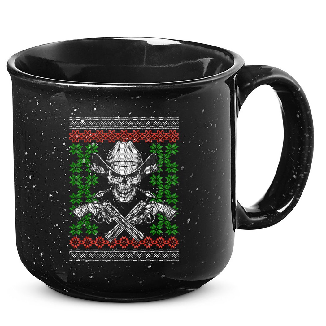 Cool Cowboy Skull Ugly Christmas Sweater 15oz Campfire Ceramic Mug
