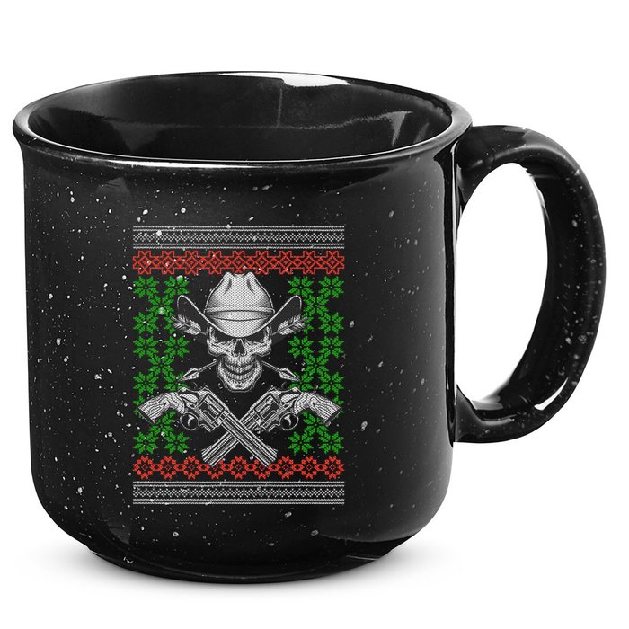 Cool Cowboy Skull Ugly Christmas Sweater 15oz Campfire Ceramic Mug