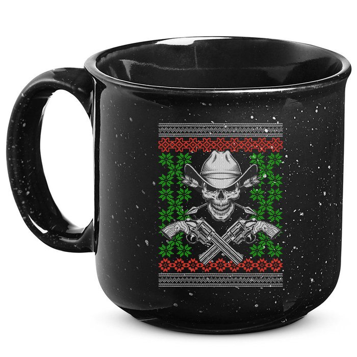Cool Cowboy Skull Ugly Christmas Sweater 15oz Campfire Ceramic Mug