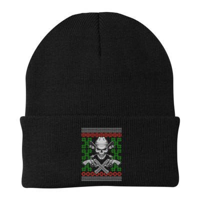 Cool Cowboy Skull Ugly Christmas Sweater Beanie