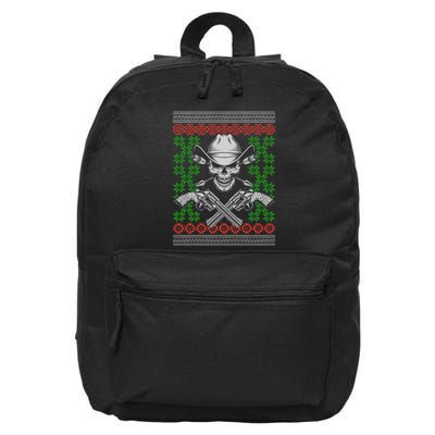 Cool Cowboy Skull Ugly Christmas Sweater 16 in Basic Backpack
