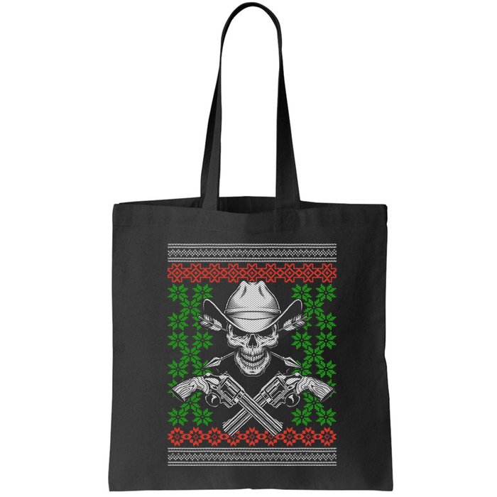 Cool Cowboy Skull Ugly Christmas Sweater Bag