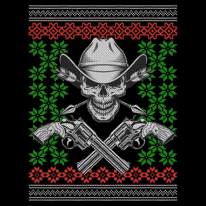 Cool Cowboy Skull Ugly Christmas Sweater Bag