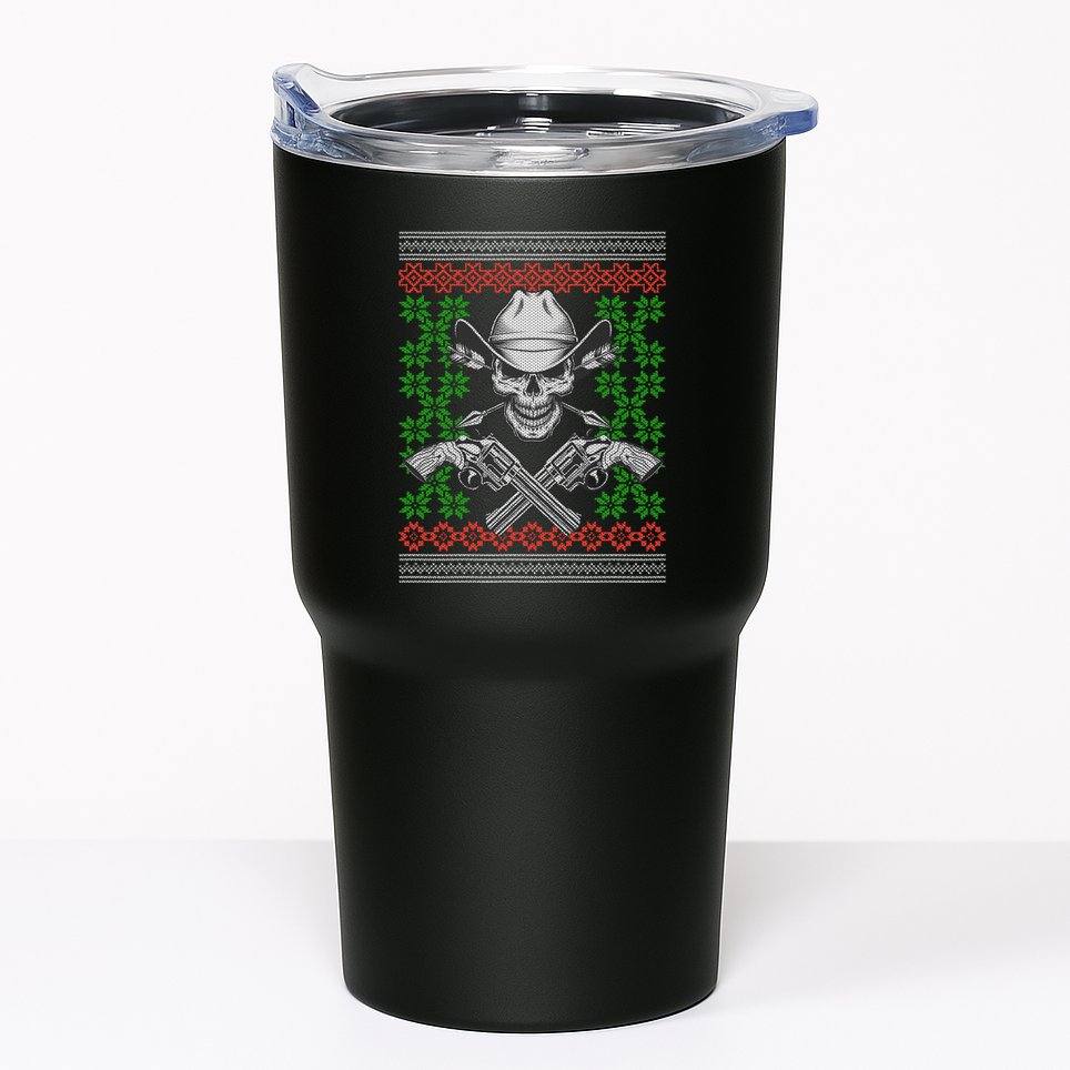 Cool Cowboy Skull Ugly Christmas Sweater Tumbler