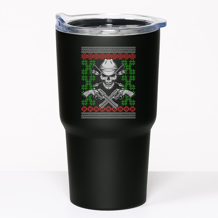 Cool Cowboy Skull Ugly Christmas Sweater Tumbler