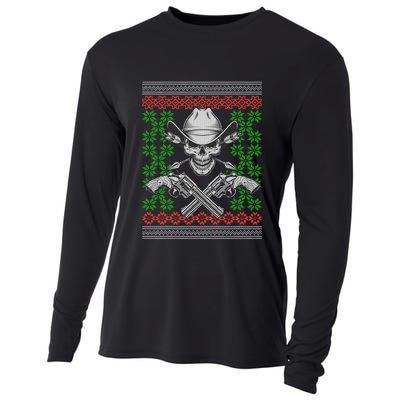 Cool Cowboy Skull Ugly Christmas Sweater Cooling Performance Long Sleeve Crew