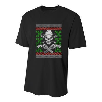 Cool Cowboy Skull Ugly Christmas Sweater Youth Performance Sprint T-Shirt