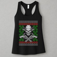 Cool Cowboy Skull Ugly Christmas Sweater Womens Tank Top