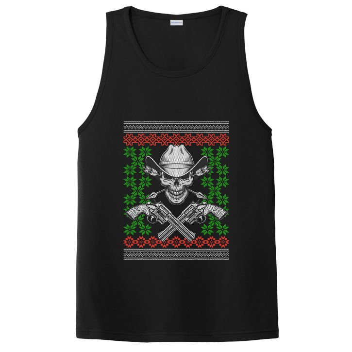 Cool Cowboy Skull Ugly Christmas Sweater PosiCharge Competitor Tank