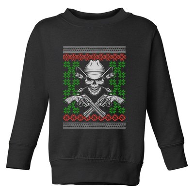 Cool Cowboy Skull Ugly Christmas Sweater Toddler Sweatshirt