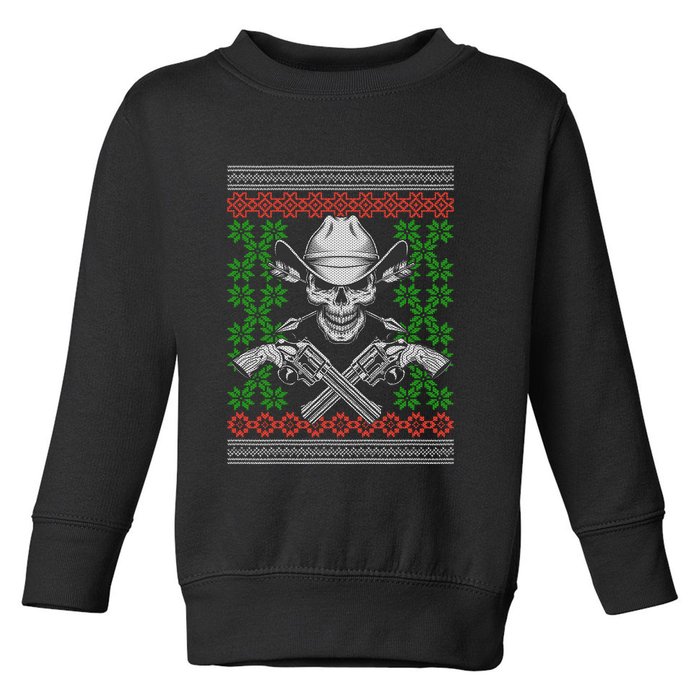 Cool Cowboy Skull Ugly Christmas Sweater Toddler Sweatshirt