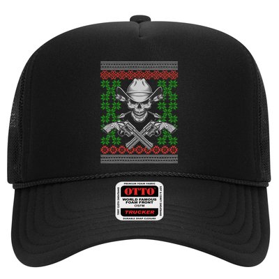 Cool Cowboy Skull Ugly Christmas Sweater Trucker Hat