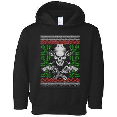 Cool Cowboy Skull Ugly Christmas Sweater Toddler Hoodie