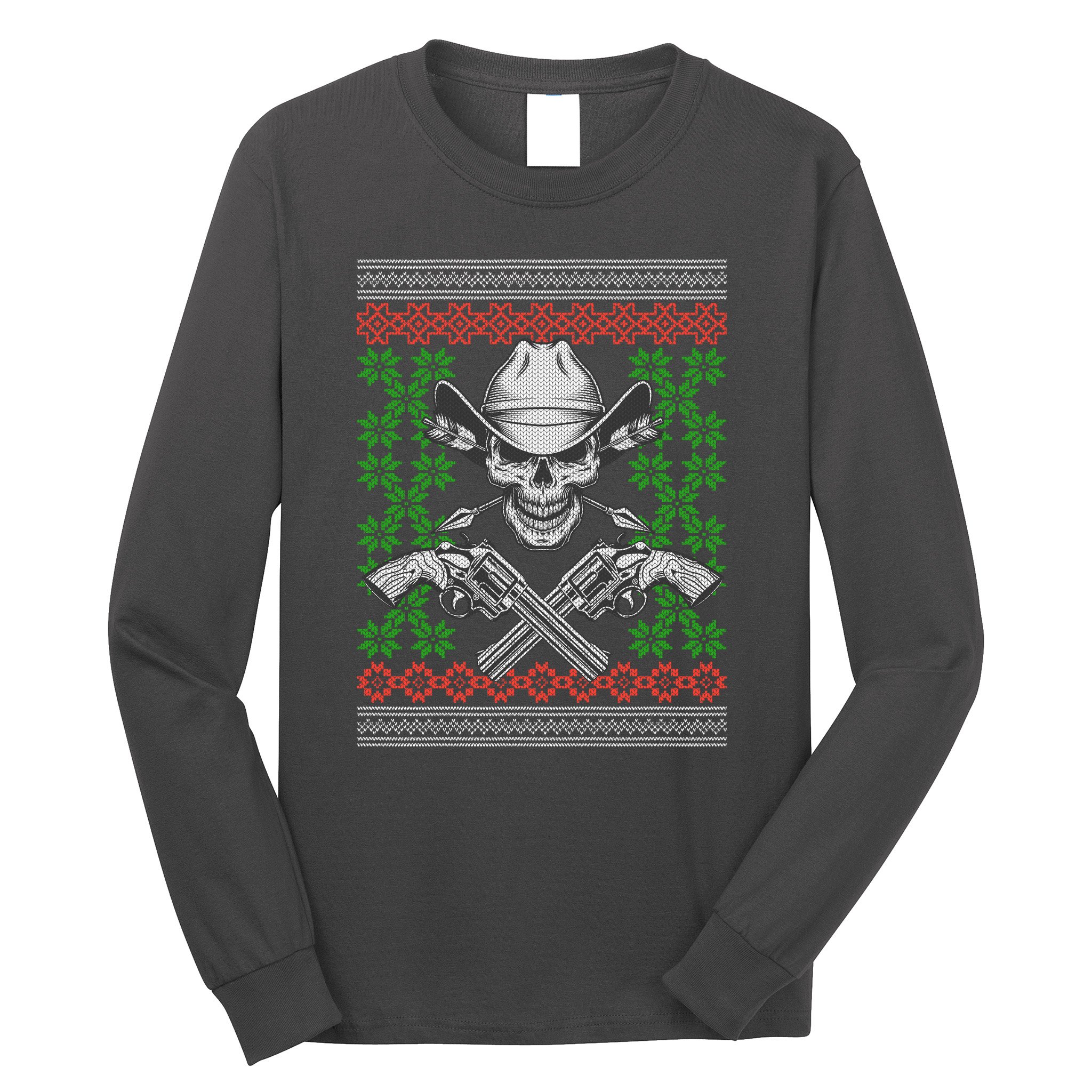 Cool Cowboy Skull Ugly Christmas Sweater Long Sleeve Shirt