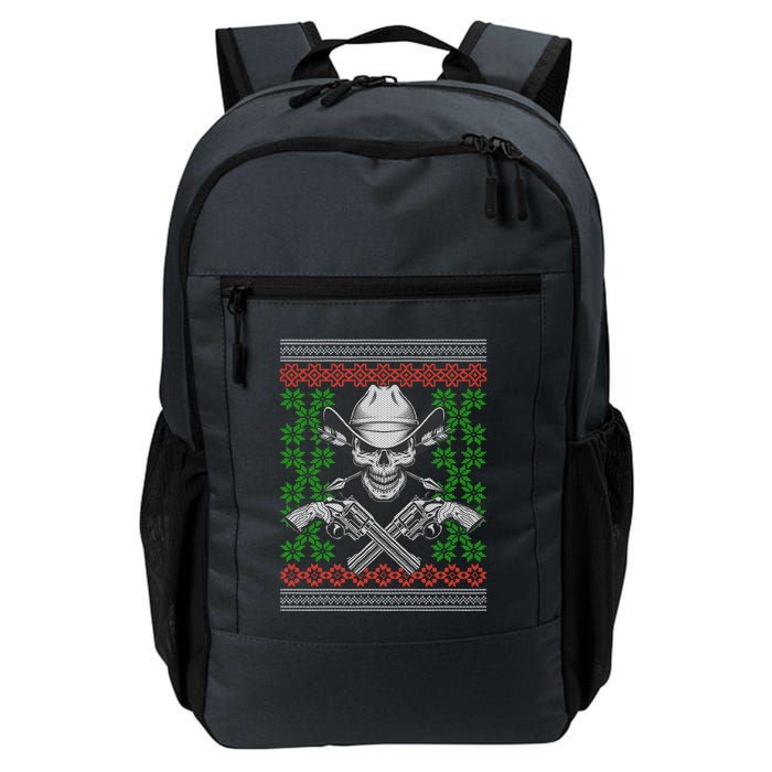 Cool Cowboy Skull Ugly Christmas Sweater Backpack