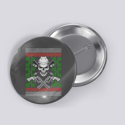 Cool Cowboy Skull Ugly Christmas Sweater Button