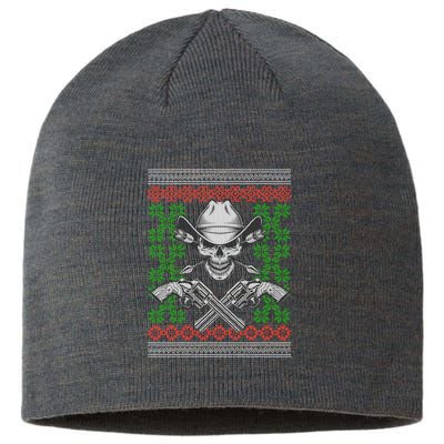Cool Cowboy Skull Ugly Christmas Sweater Sustainable Beanie